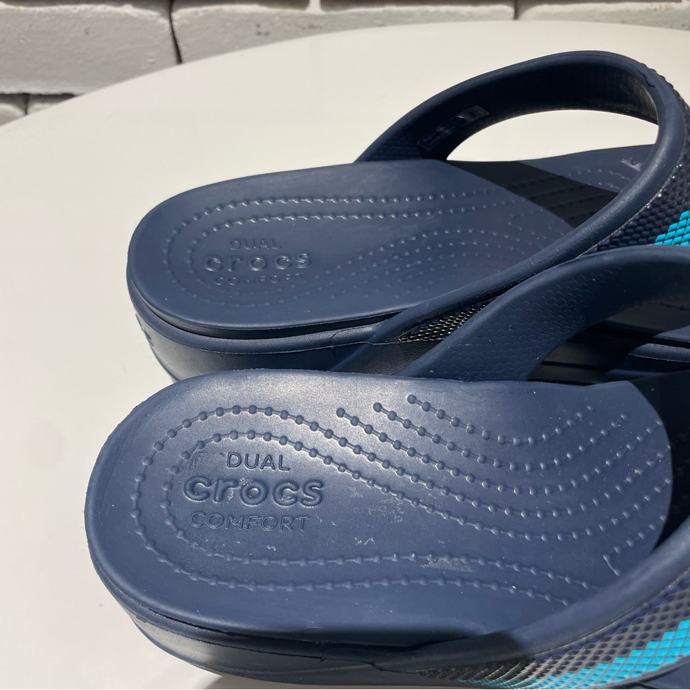 CROCS Monterey Women’s Beaded Stripe Wedge  Blue Sandals - Picture 6 of 15
